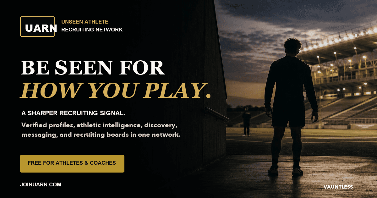 UARN recruiting network preview featuring an athlete entering a stadium
